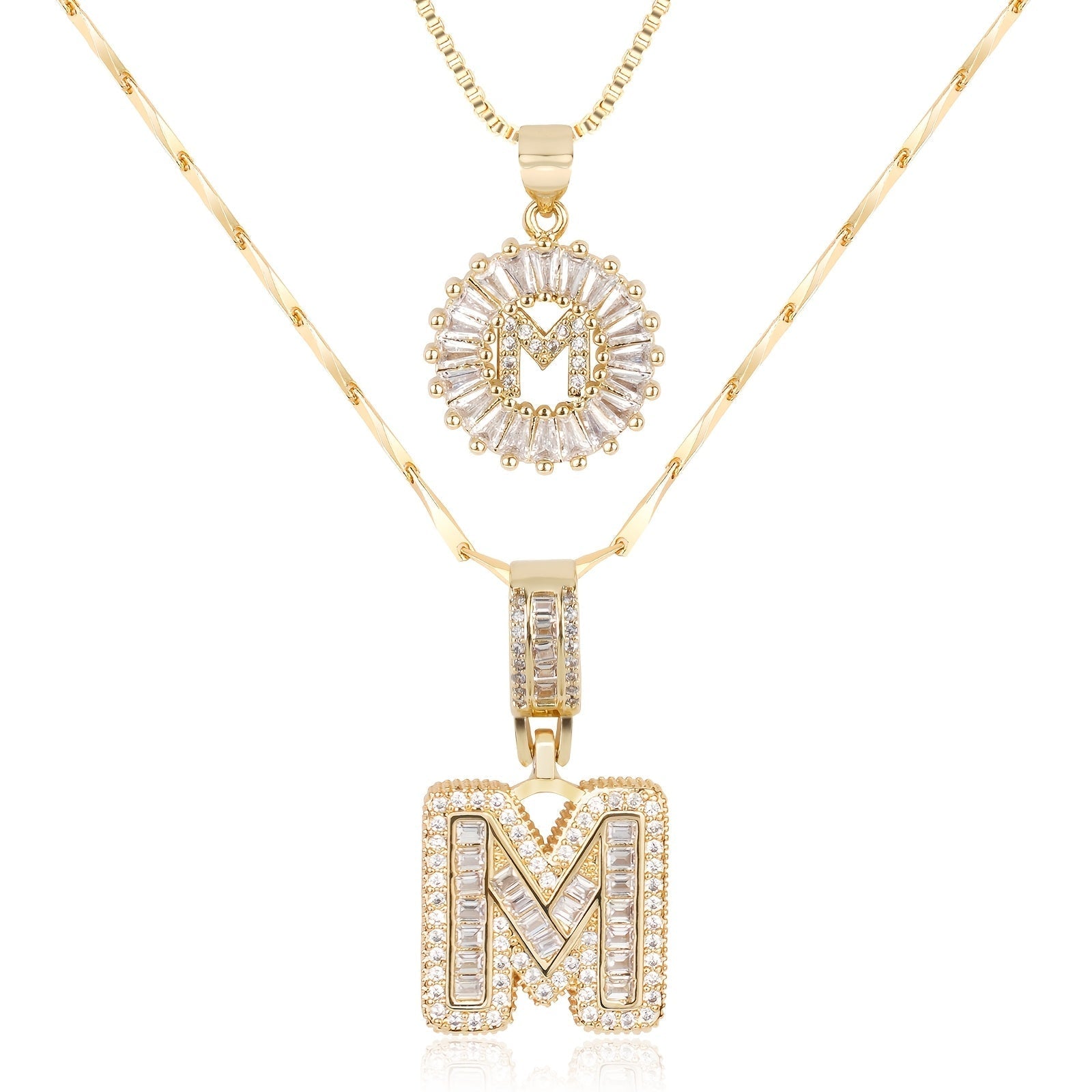 2pc 14k Diamond Letter Initial Necklaces