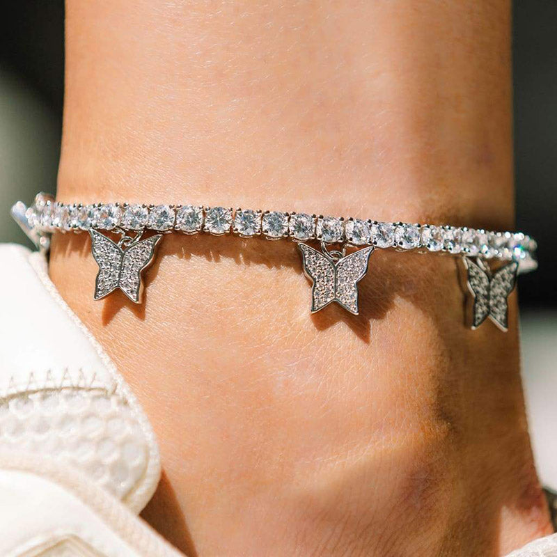 Iced Butterfly Tennis Anklet