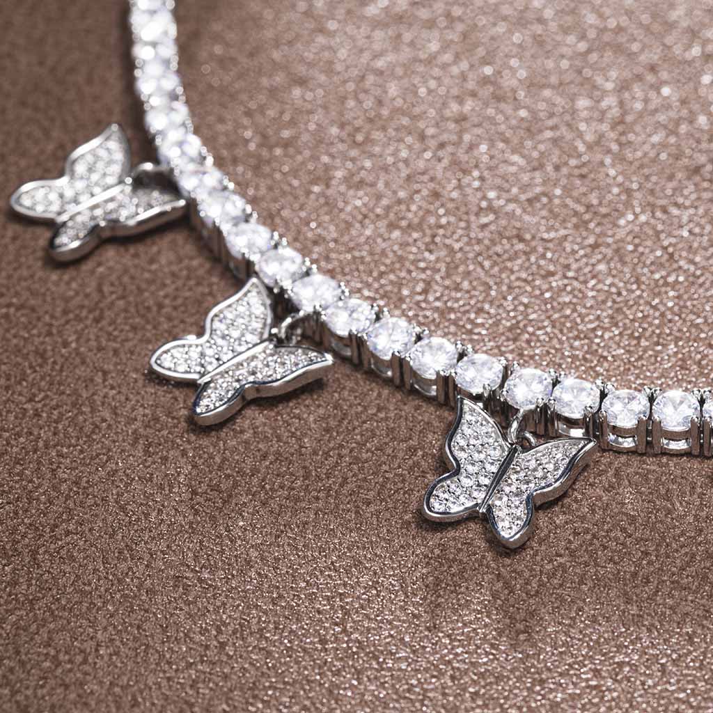 Iced Butterfly Tennis Anklet