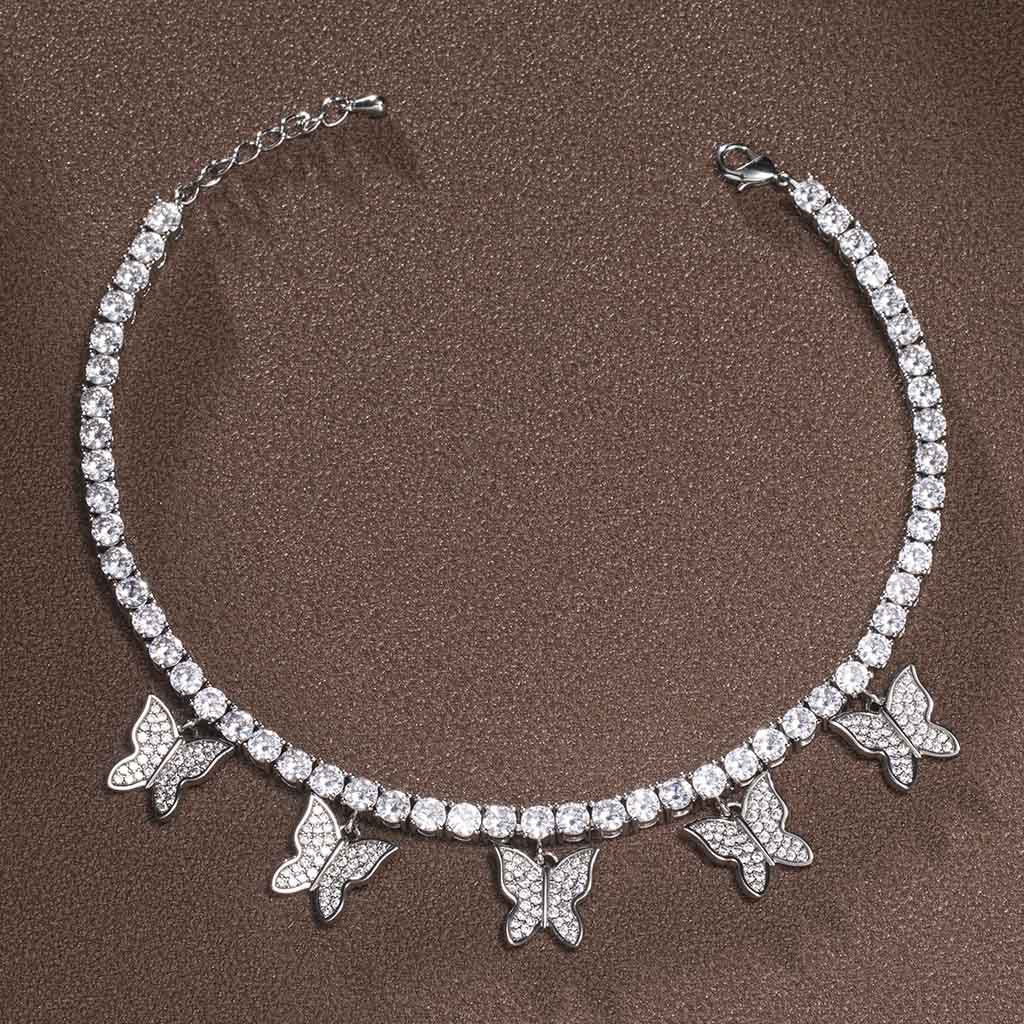 Iced Butterfly Tennis Anklet