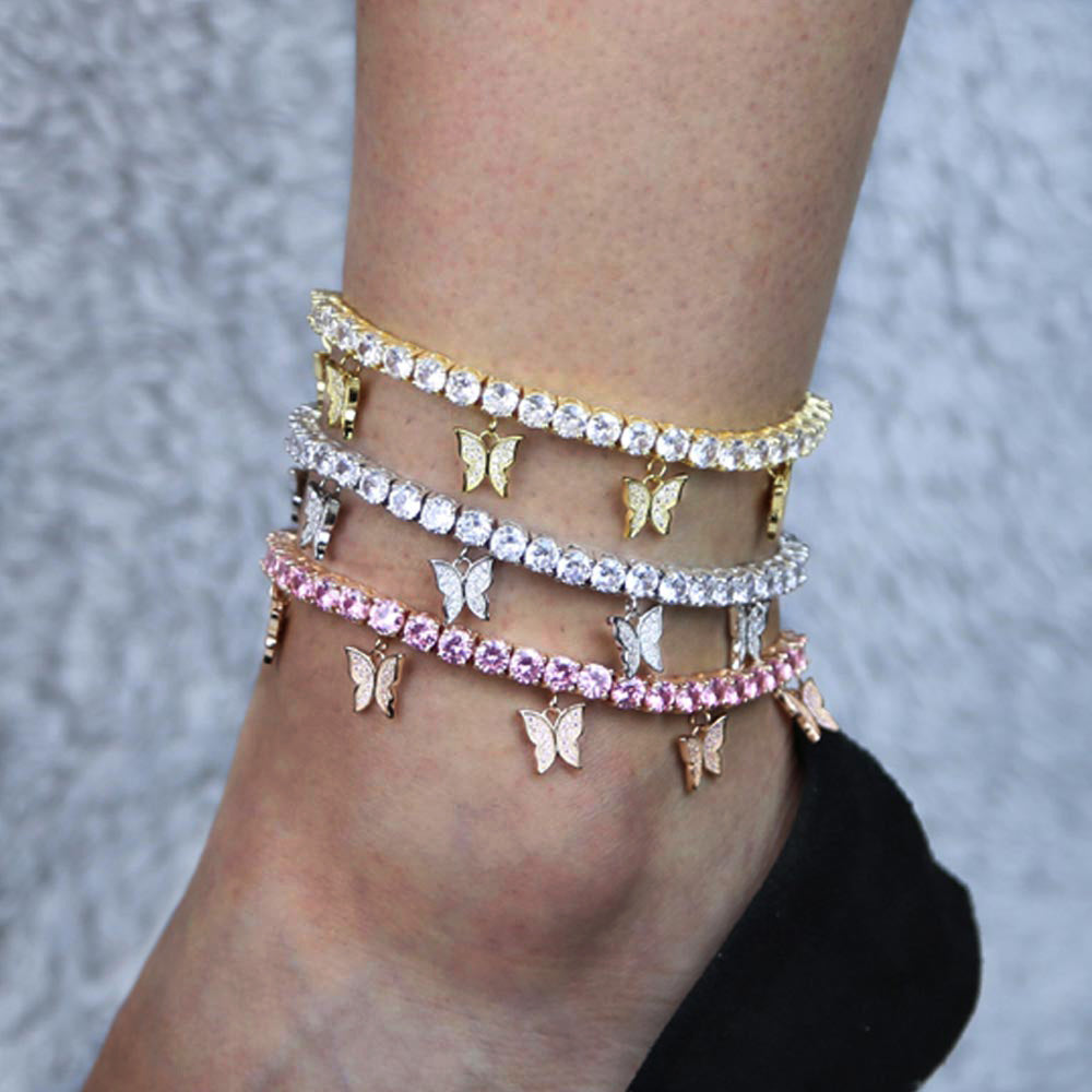 Iced Butterfly Tennis Anklet