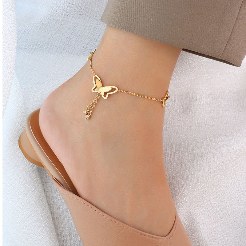 316L Stainless Steel Butterfly Anklet