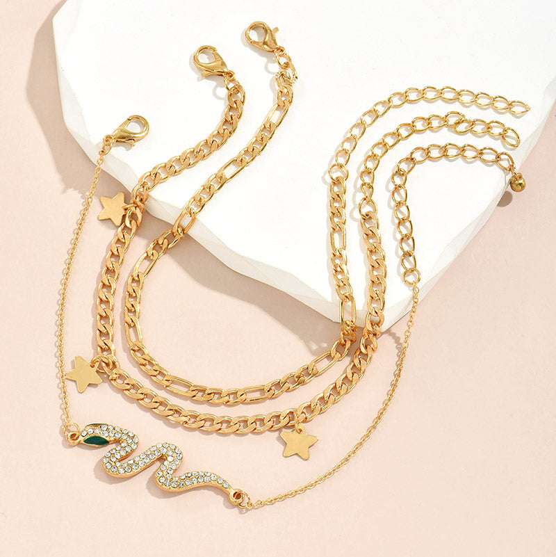 Snake Star Chain Anklet 3Pcs Set