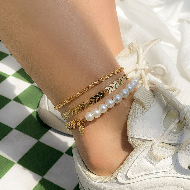 3Pcs Multilayer Women Anklet