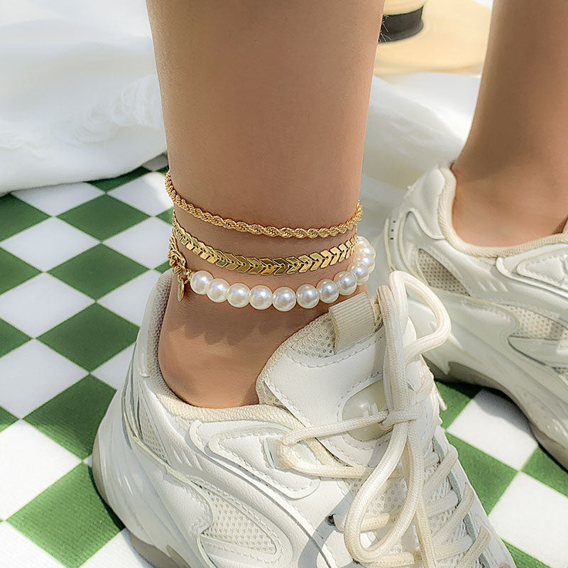 3Pcs Multilayer Women Anklet
