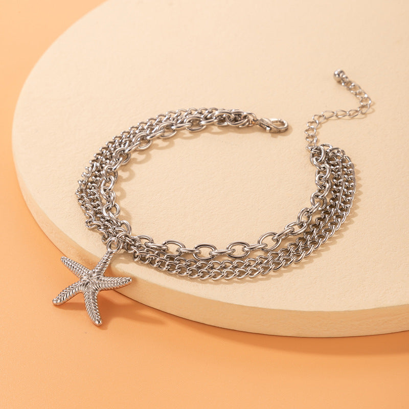 Starfish Charm Layered Anklet