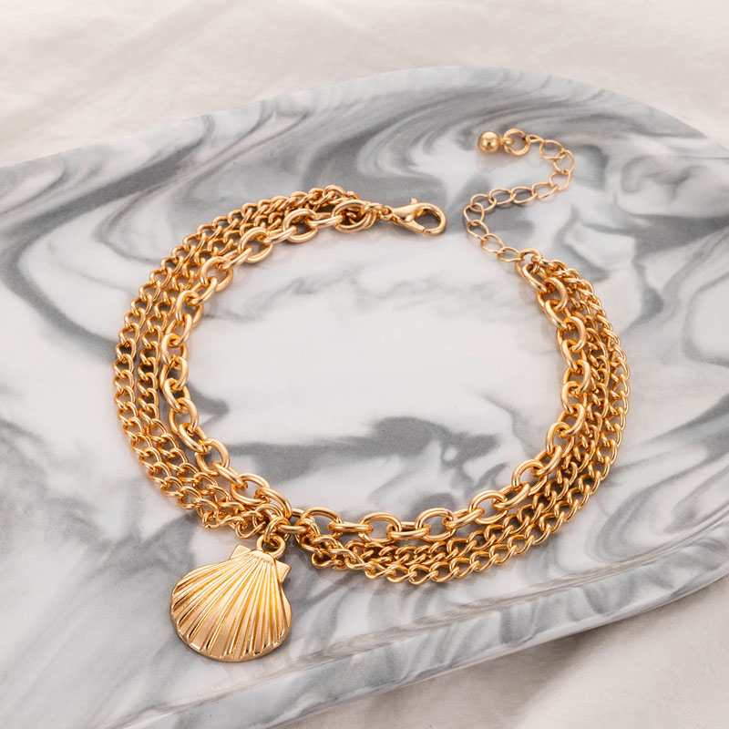 Shell Charm Layered Anklet