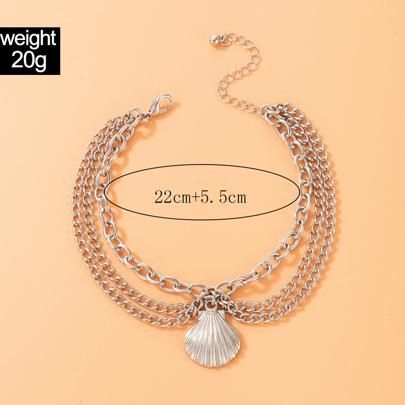 Shell Charm Layered Anklet