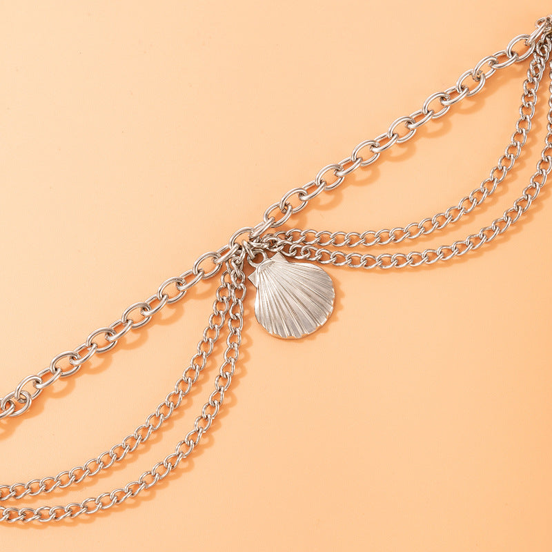 Shell Charm Layered Anklet