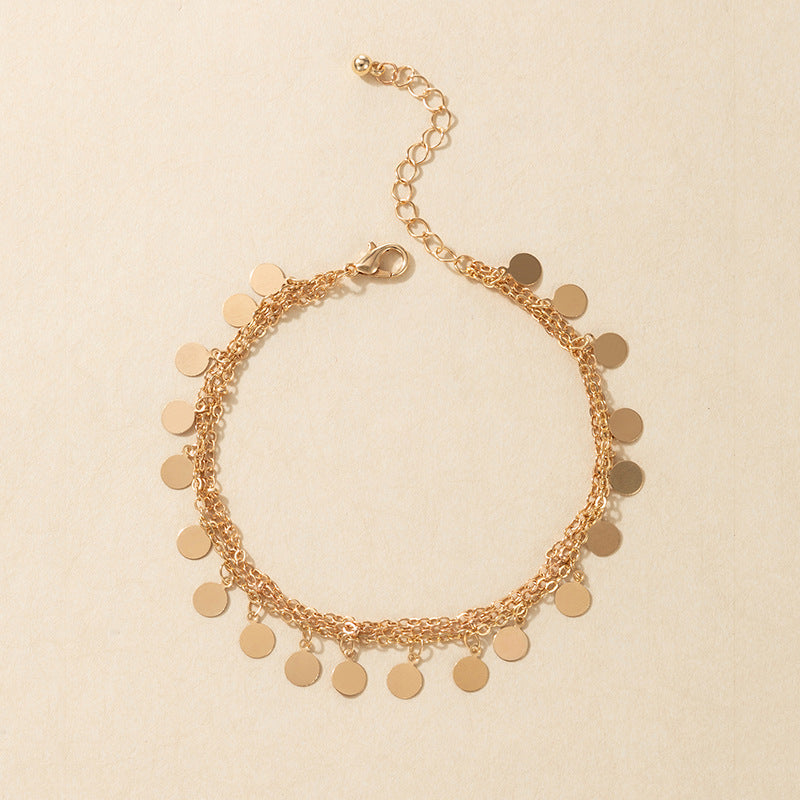 Lasting Round Charm Layered Anklet
