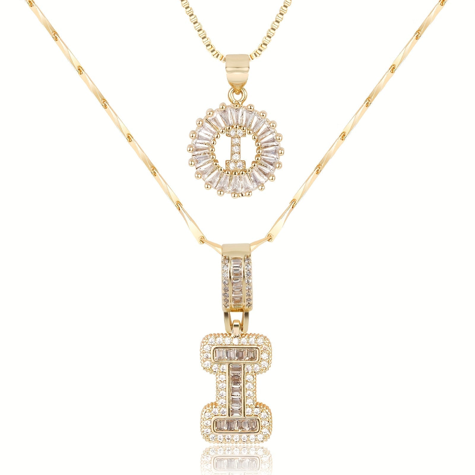 2pc 14k Diamond Letter Initial Necklaces