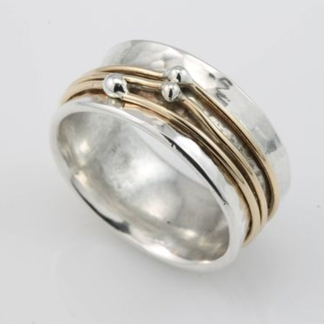 VINTAGE GOLD LAYERED SILVER RING