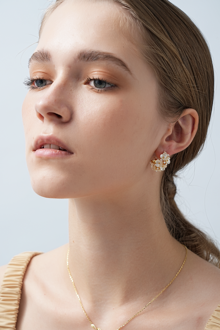 Celine Floral Pearl Hoop Earrings