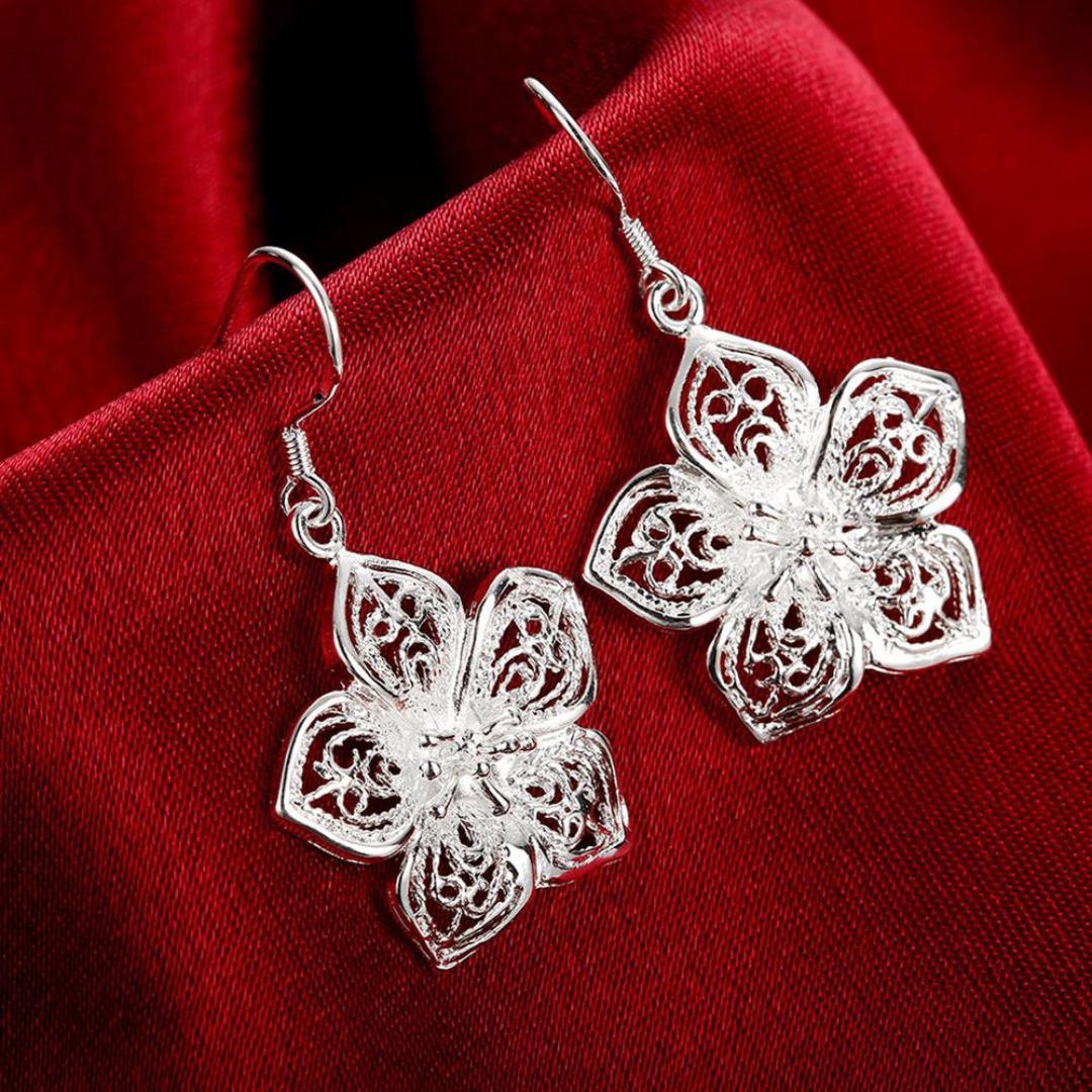 Floral 925 Silver Earrings