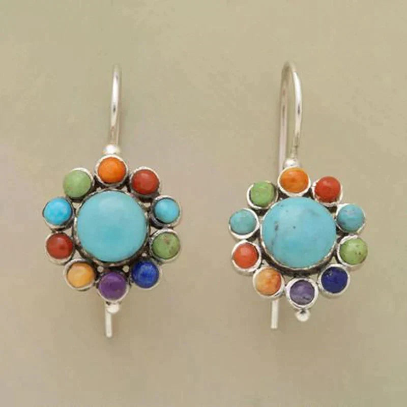 Round Multicolour Turquoise Earrings