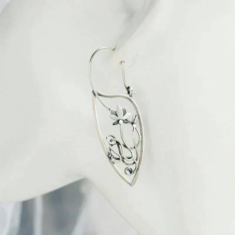 Lotus Flower Earrings in Sterling Silver