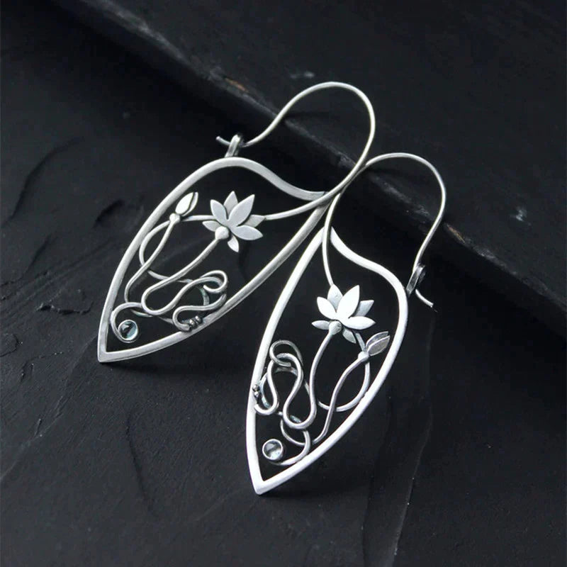 Lotus Flower Earrings in Sterling Silver