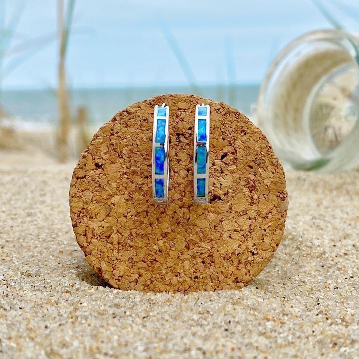 Luxury Ocean-Inspired Hoops in Silver and Opal