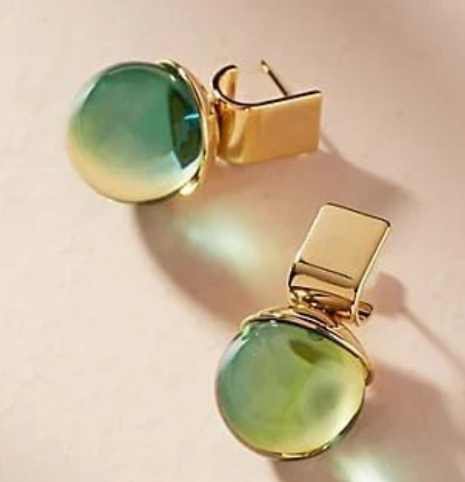 Vintage Green Crystal Golden