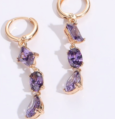 Multicoloured Crystals Earrings in Gold