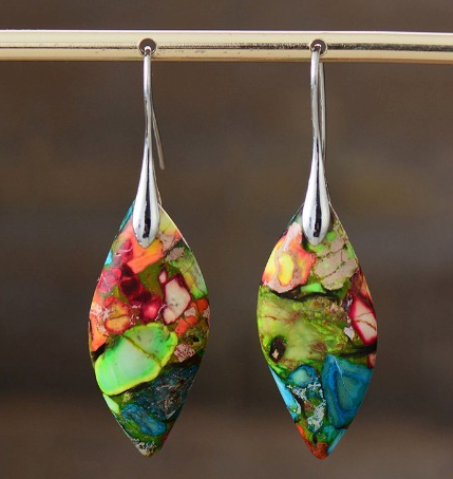 Multicoloured Stone Pendant in Gold and Silver