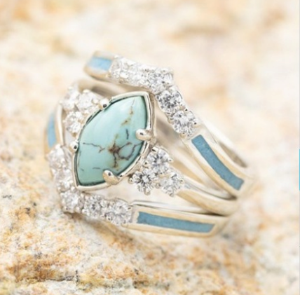 Natural Turquoise Diamond Ring