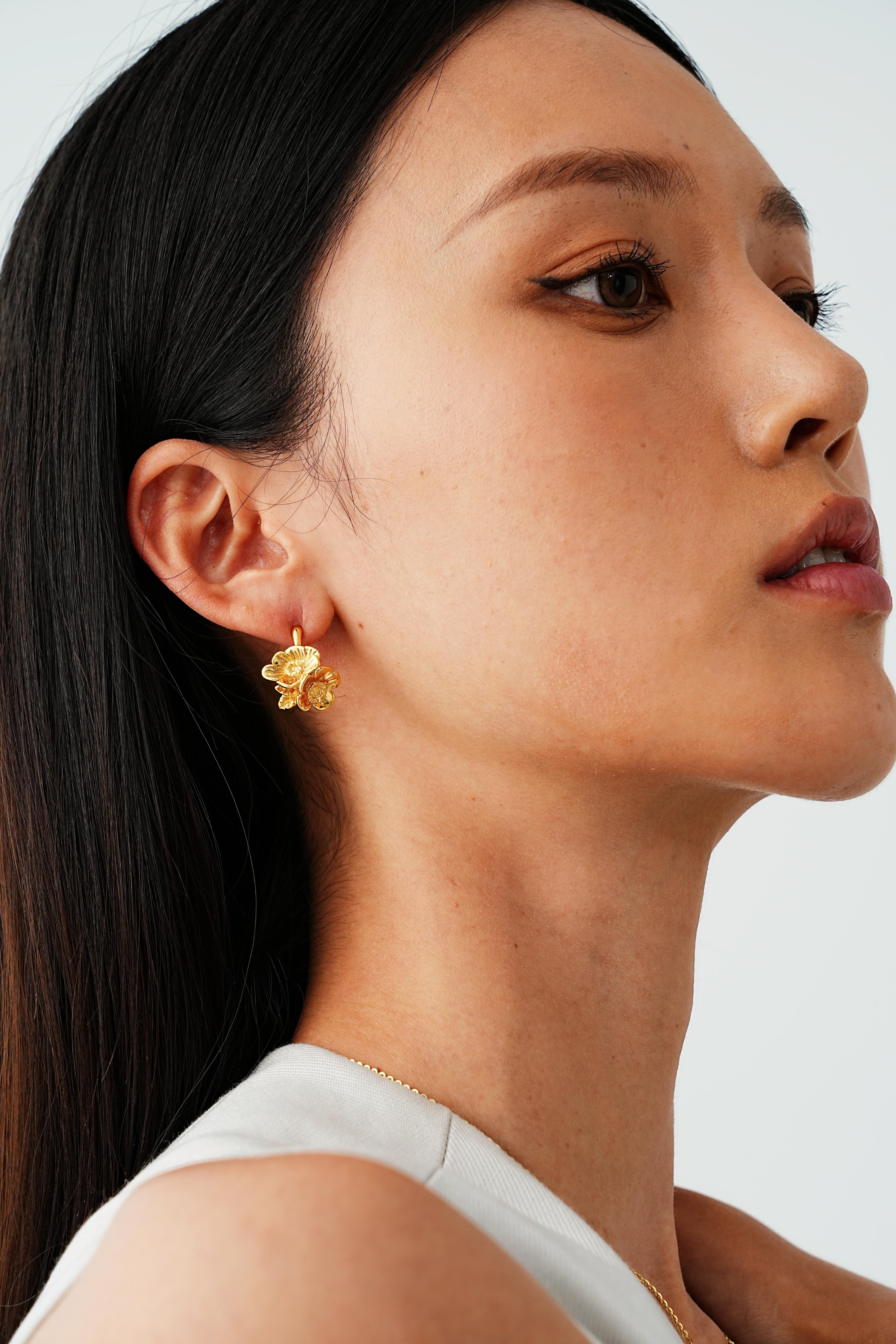 Gilded Blossm C Hoop Earrings