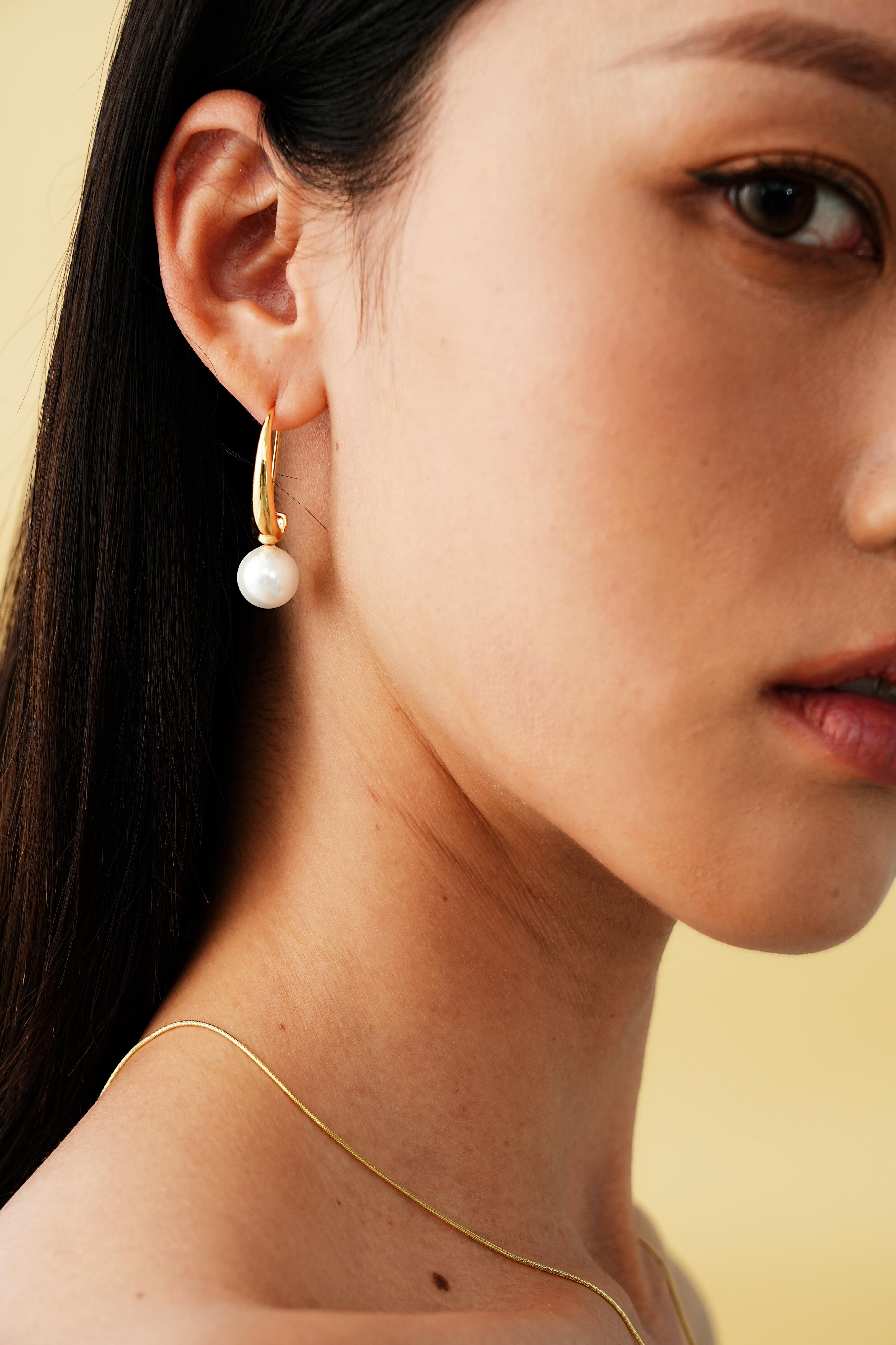 Angular Pearl Drop Earrings