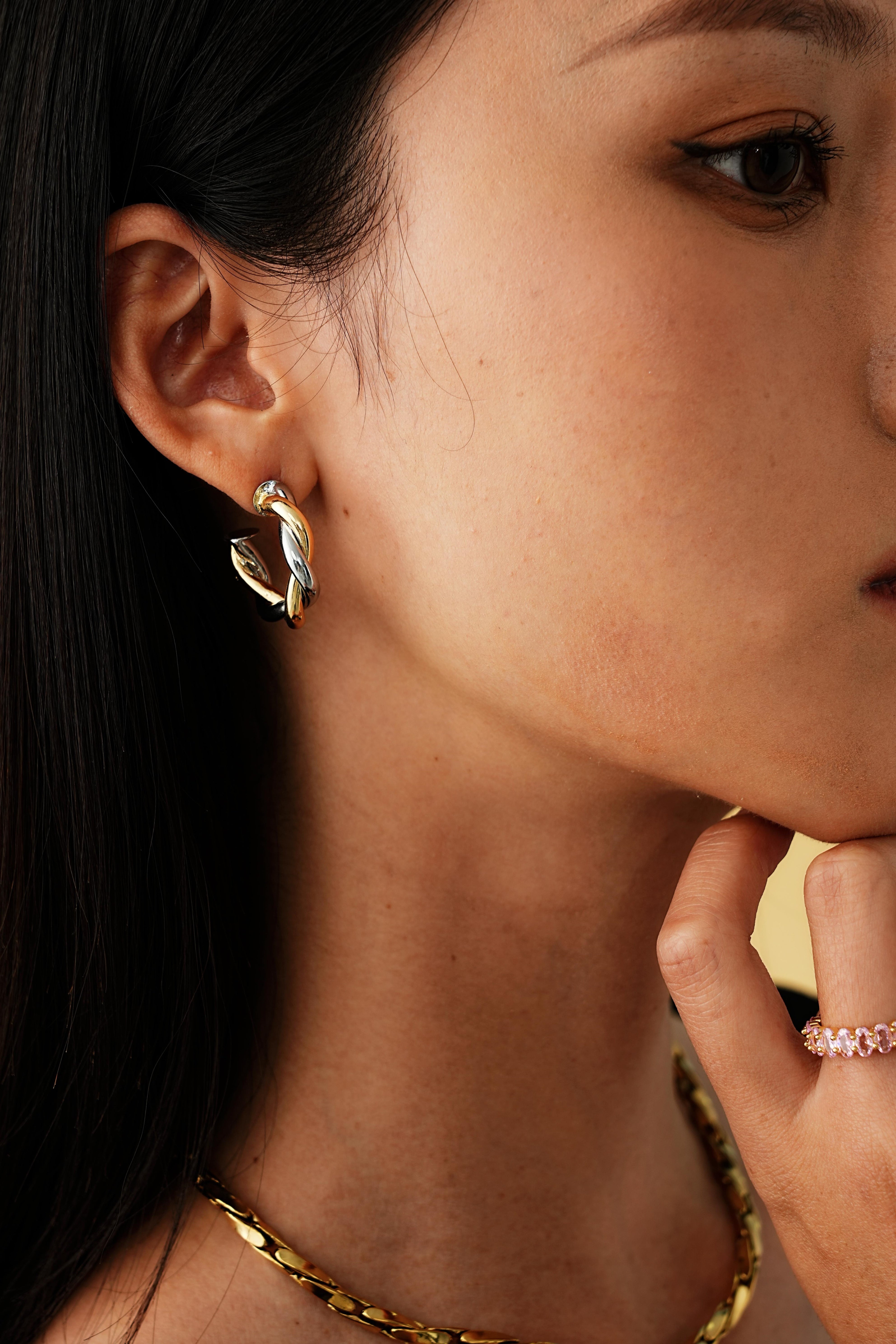 Silver-Gold Whirlwind Earrings