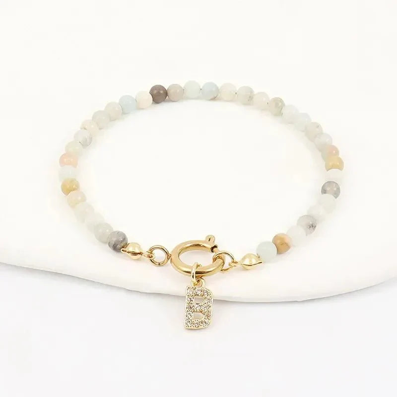 Dainty Beaded Initial Bracelet