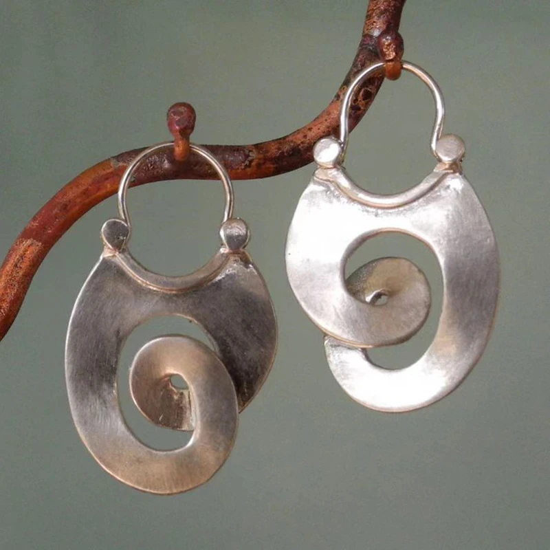 Irregular silver vintage-style earrings