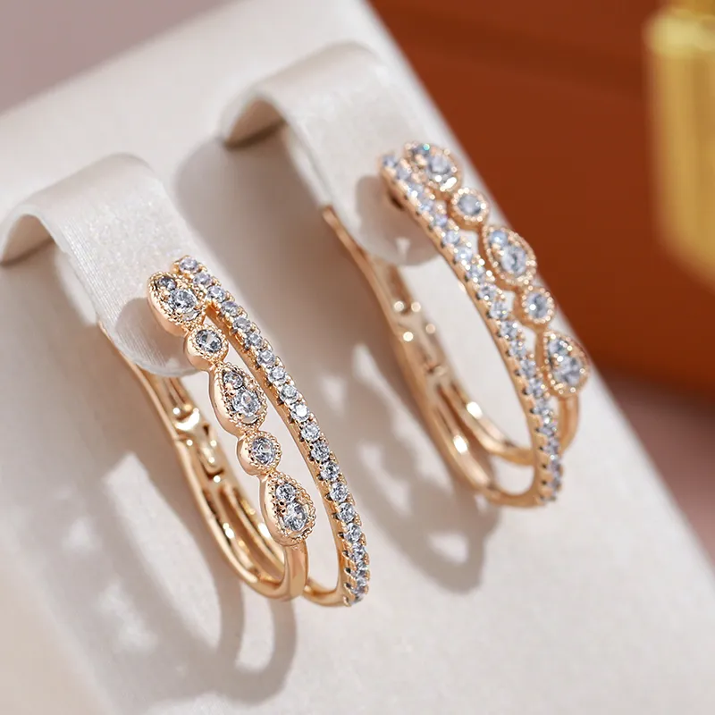 Elegant gold earrings with cubic zirconia