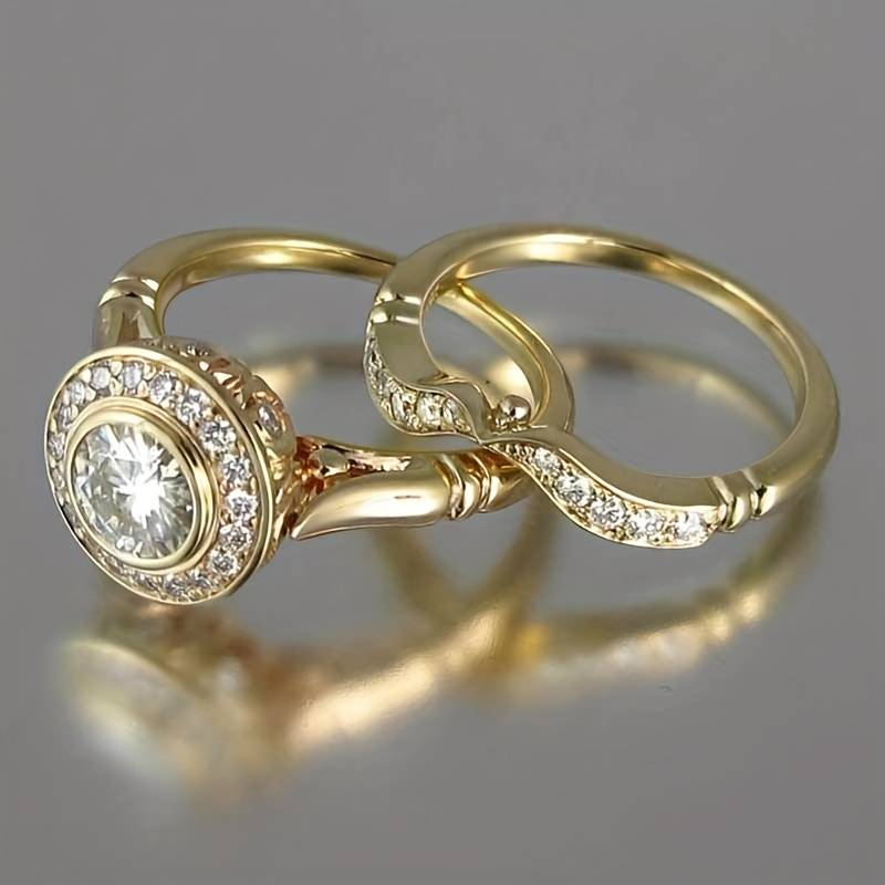 Set of Rings in Gold and Zirconia