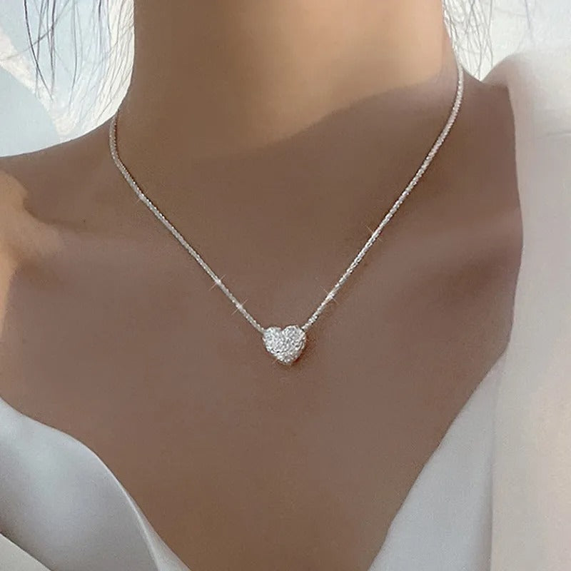 925 Silver Necklace with Engraved Heart