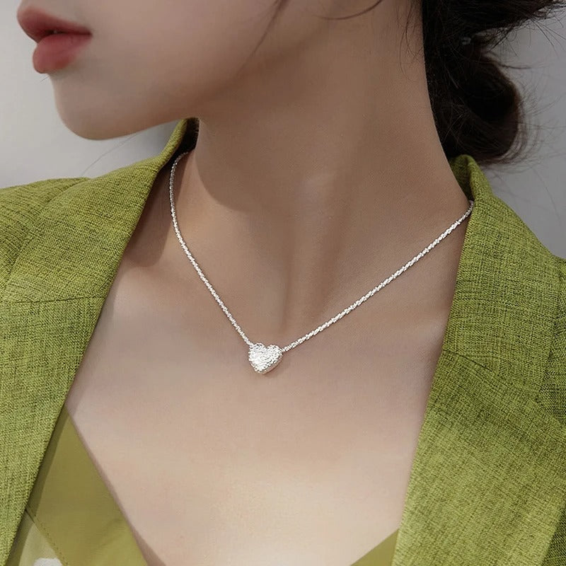 925 Silver Necklace with Engraved Heart