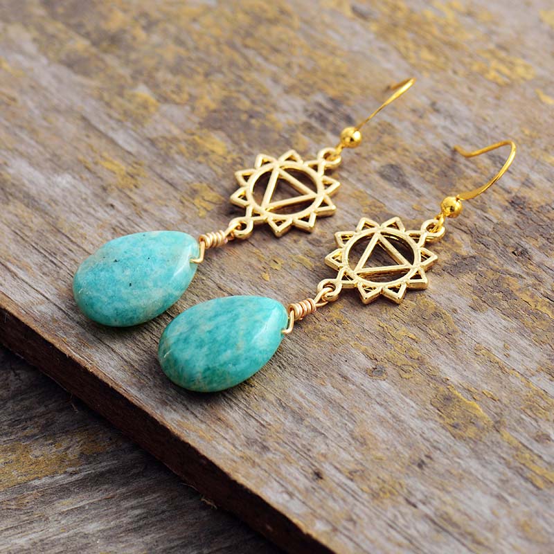 Amazonite Sacred Triangle Earrings