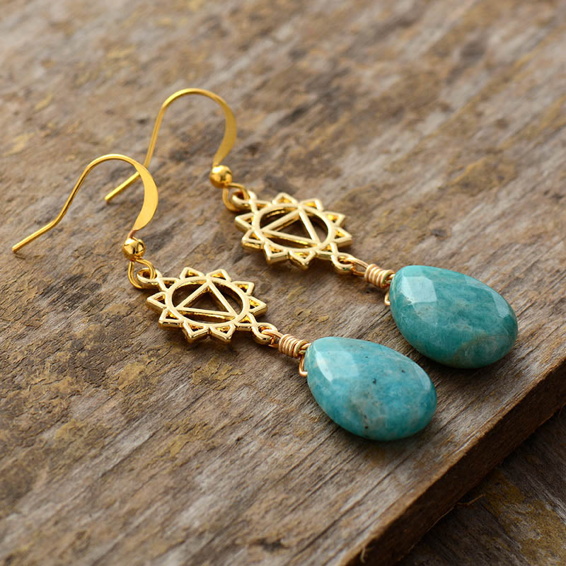 Amazonite Sacred Triangle Earrings