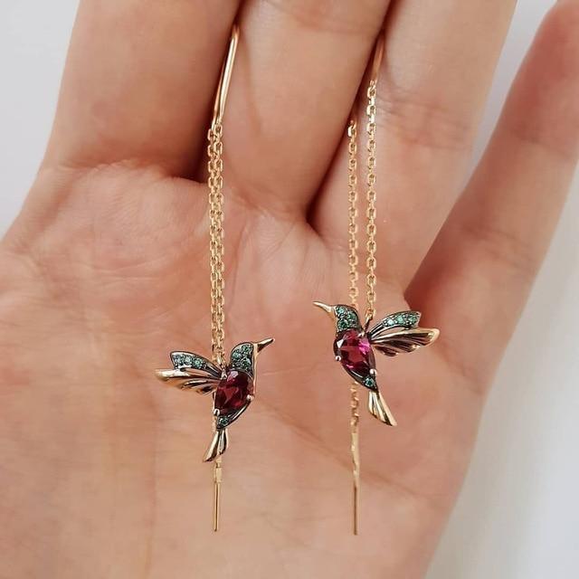 stylish Hummingbird Enamel & Zirconia earrings