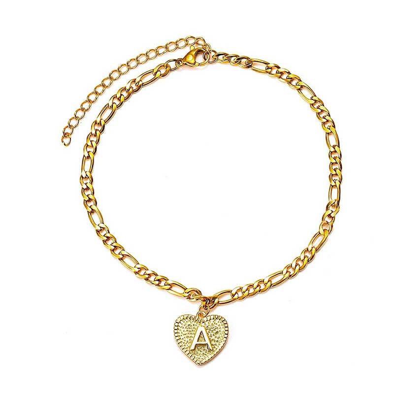 Personalized Heart Initial Letter Bracelet & Anklet