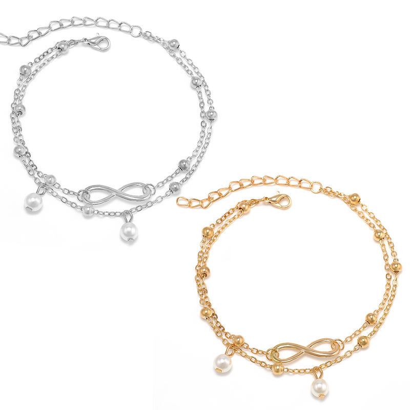 Double-layer Pearl Infinity Anklet