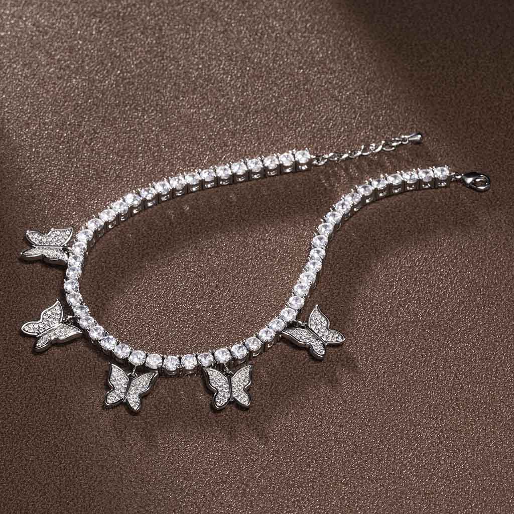 Iced Butterfly Tennis Anklet