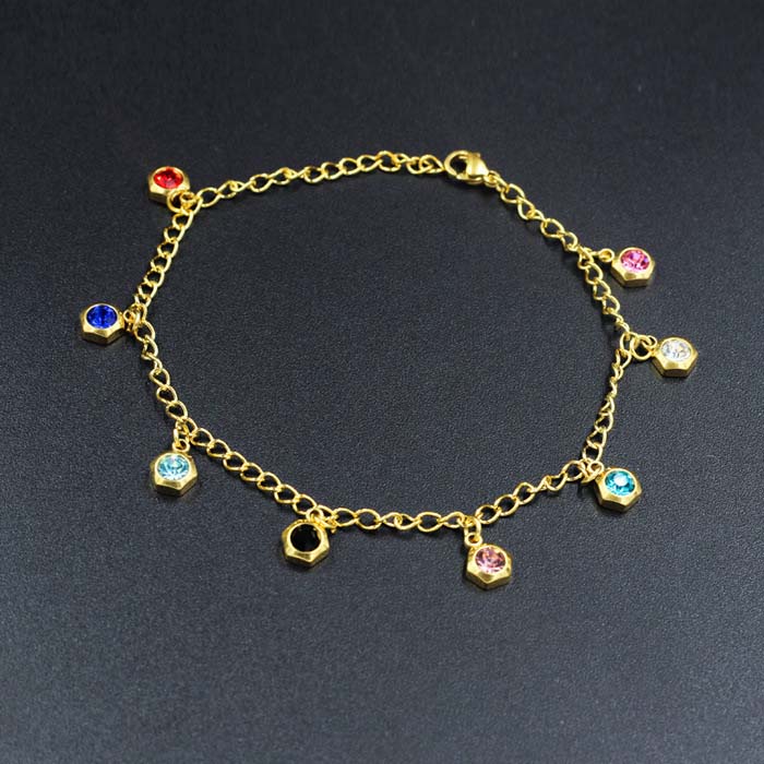 Multi-color Hexagon Charm Anklet