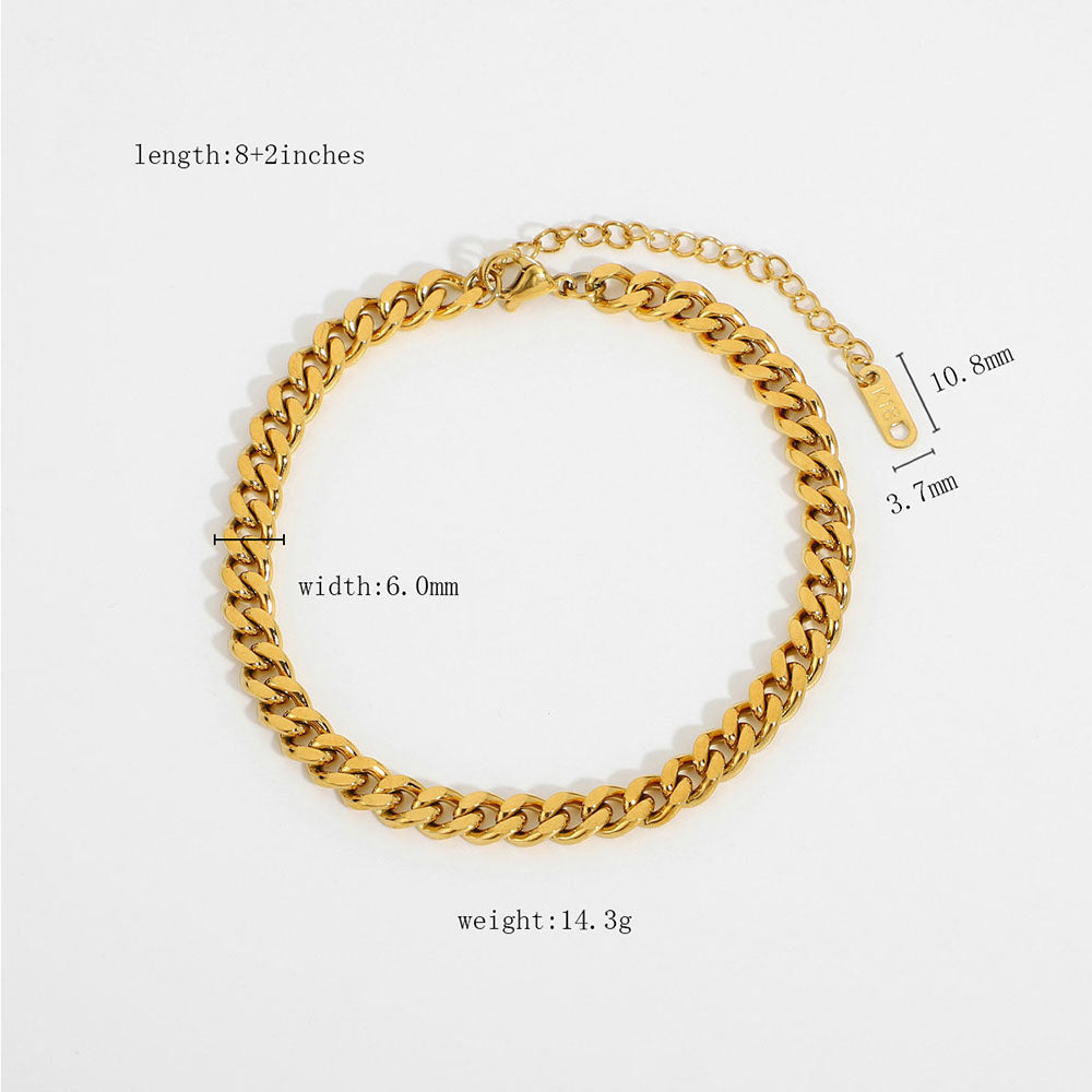 3mm 6mm 8mm Handset Miami Cuban Chain Anklet