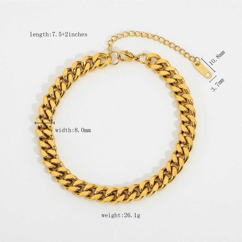 3mm 6mm 8mm Handset Miami Cuban Chain Anklet