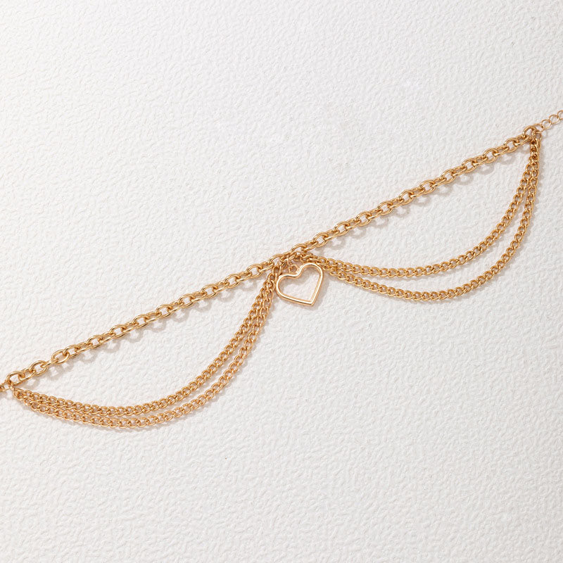 Lux Heart Charm Layered Anklet