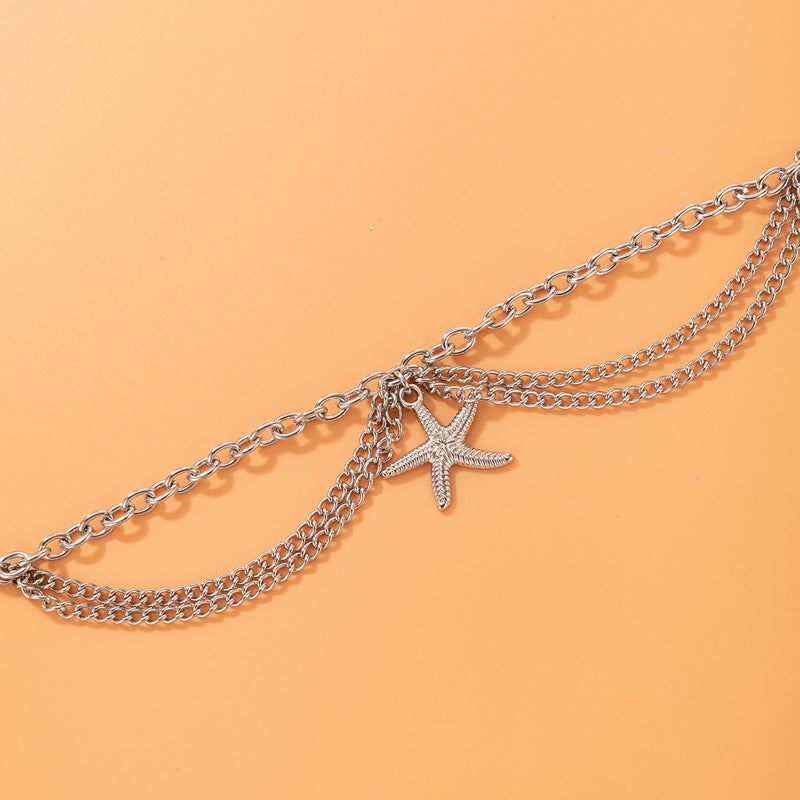 Starfish Charm Layered Anklet