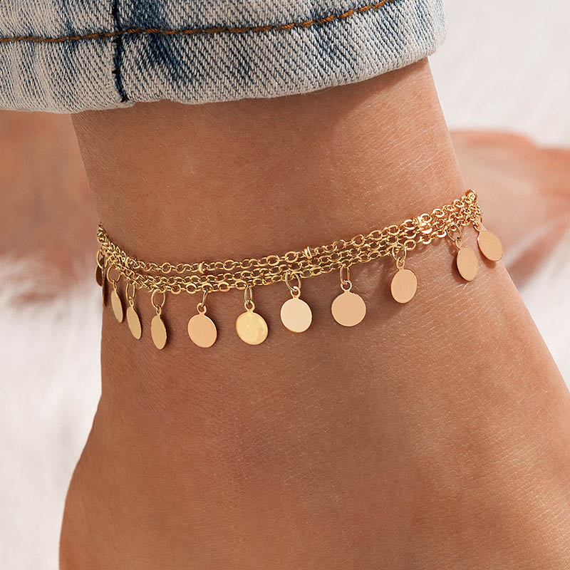 Lasting Round Charm Layered Anklet