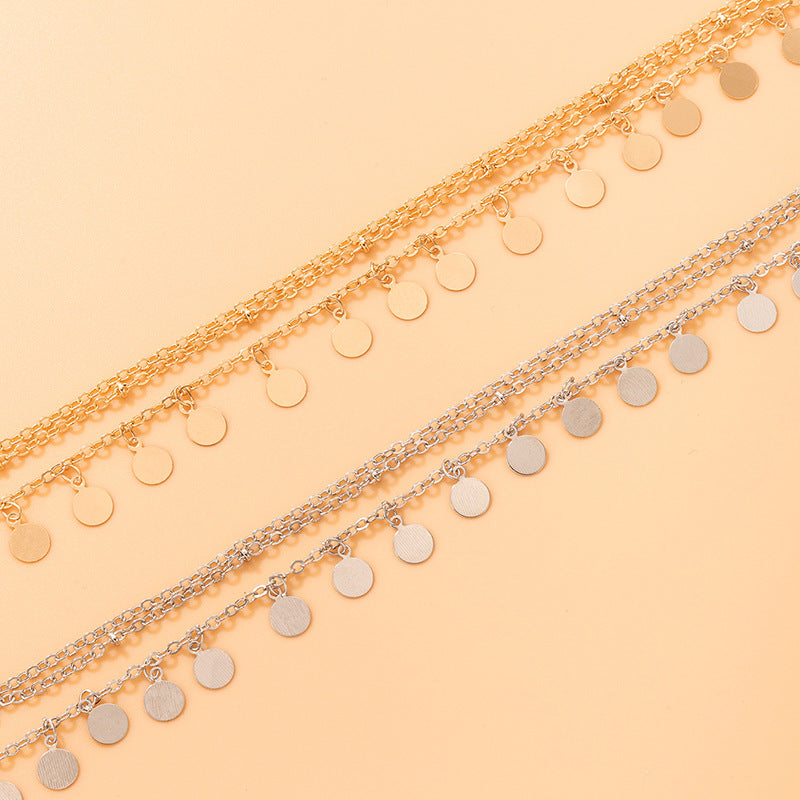 Lasting Round Charm Layered Anklet