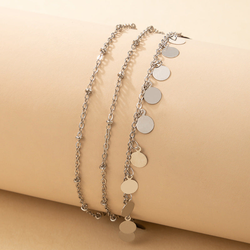 Lasting Round Charm Layered Anklet