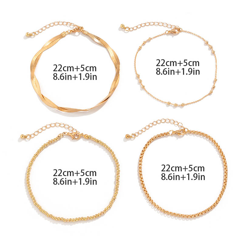 Snake Chain Beaded Chain Box Chain Anklet Set